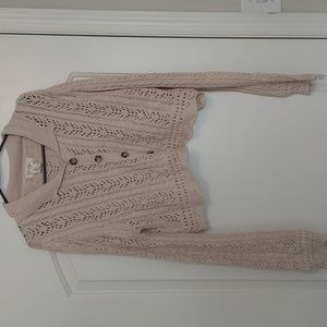 Beige Sweater L9ng Sleeve Cardigan Midi Length